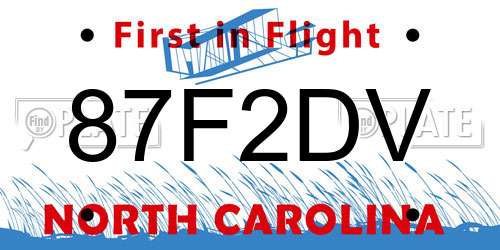 87F2DV North Carolina License Plate