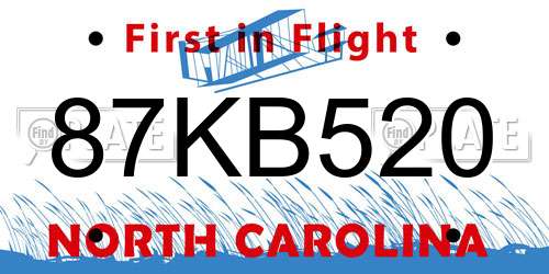 87KB520 North Carolina License Plate