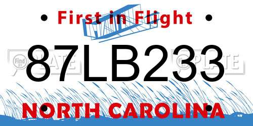 87LB233 North Carolina License Plate