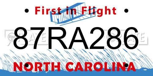 87RA286 North Carolina License Plate