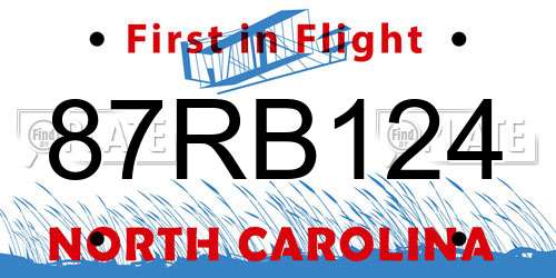 87RB124 North Carolina License Plate