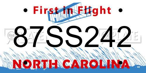 87SS242 North Carolina License Plate