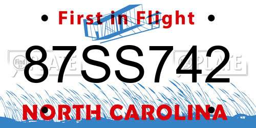 87SS742 North Carolina License Plate