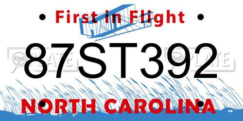 87ST392 North Carolina License Plate