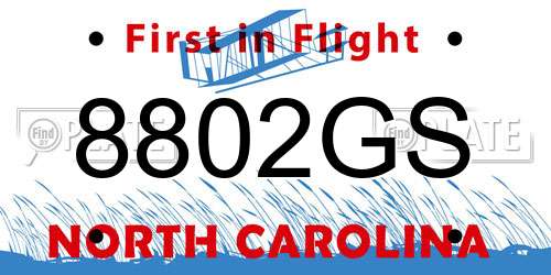 8802GS North Carolina License Plate