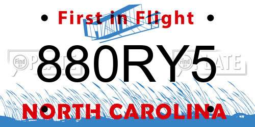 880RY5 North Carolina License Plate