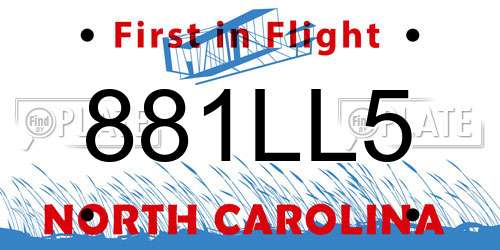 881LL5 North Carolina License Plate