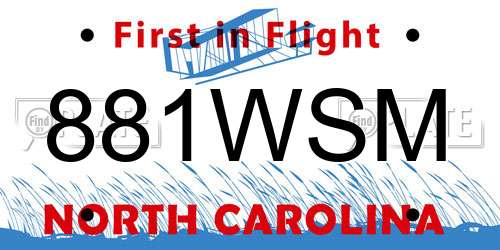 881WSM North Carolina License Plate