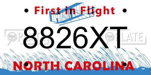 8826XT North Carolina License Plate