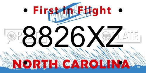 8826XZ North Carolina License Plate
