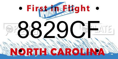 8829CF North Carolina License Plate