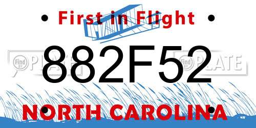 882F52 North Carolina License Plate
