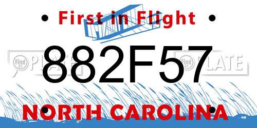 882F57 North Carolina License Plate