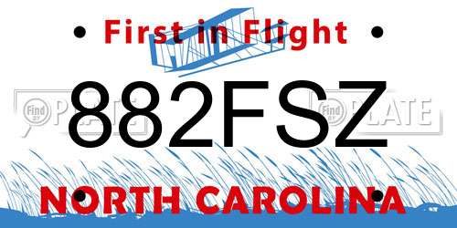 882FSZ North Carolina License Plate