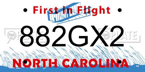 882GX2 North Carolina License Plate
