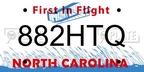 882HTQ North Carolina License Plate
