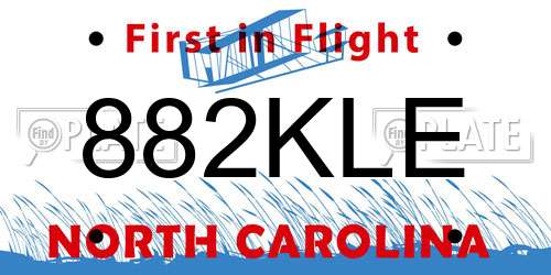 882KLE North Carolina License Plate