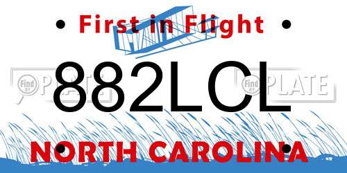 882LCL North Carolina License Plate