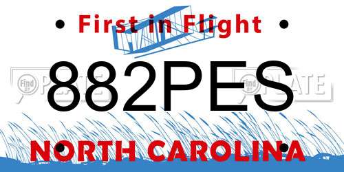 882PES North Carolina License Plate