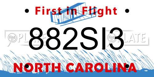882SI3 North Carolina License Plate