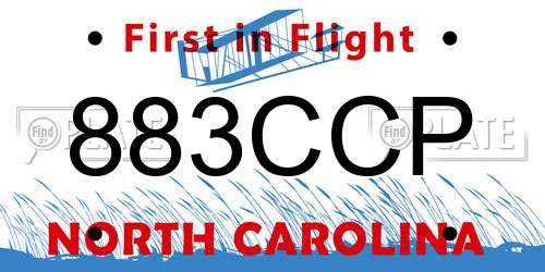 883CCP North Carolina License Plate
