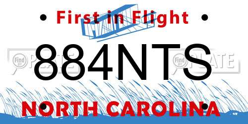 884NTS North Carolina License Plate