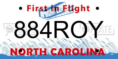 884ROY North Carolina License Plate