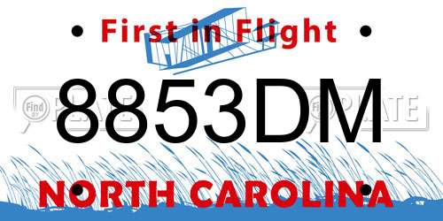 8853DM North Carolina License Plate