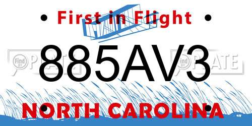 885AV3 North Carolina License Plate