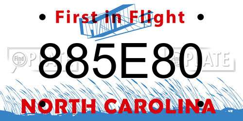 885E80 North Carolina License Plate