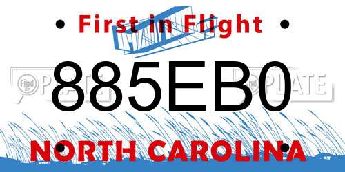885EB0 North Carolina License Plate