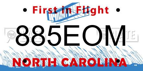885EOM North Carolina License Plate