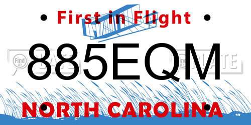 885EQM North Carolina License Plate