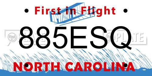 885ESQ North Carolina License Plate