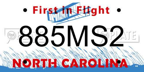 885MS2 North Carolina License Plate