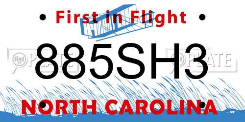 885SH3 North Carolina License Plate