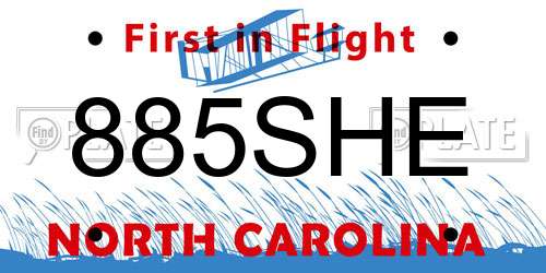 885SHE North Carolina License Plate