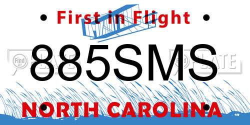 885SMS North Carolina License Plate