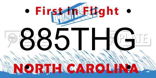 885THG North Carolina License Plate