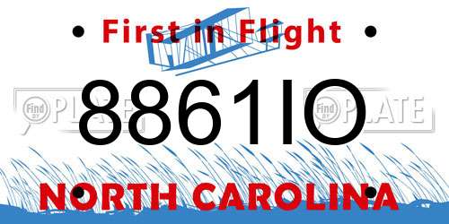 8861IO North Carolina License Plate