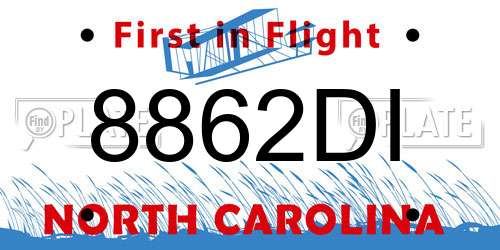 8862DI North Carolina License Plate