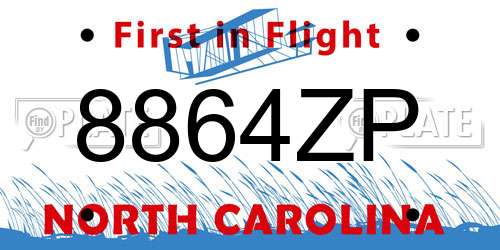8864ZP North Carolina License Plate