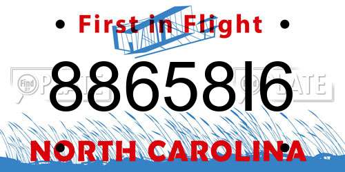 88658I6 North Carolina License Plate