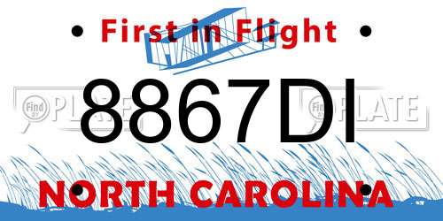 8867DI North Carolina License Plate
