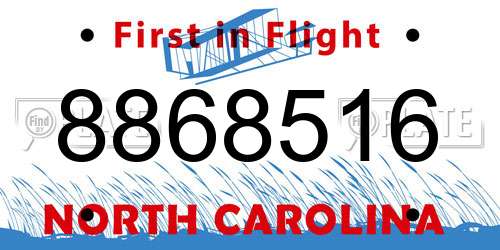 8868516 North Carolina License Plate