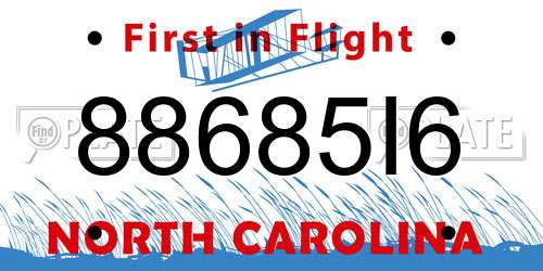 88685I6 North Carolina License Plate