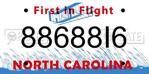 88688I6 North Carolina License Plate