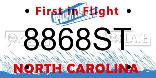 8868ST North Carolina License Plate