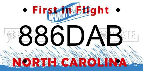 886DAB North Carolina License Plate