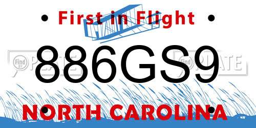 886GS9 North Carolina License Plate